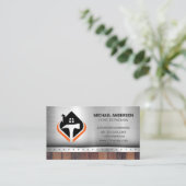 Hammer-House-Logo | Konstruktion | Metal Wood Visitenkarte (Stehend Vorderseite)