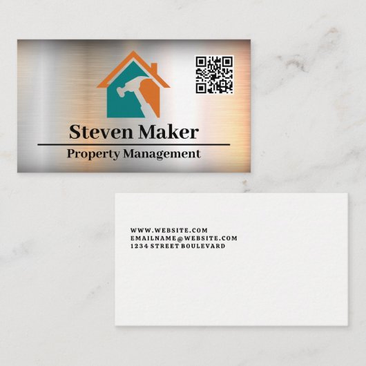 Hammer-House-Logo | Reparatur | QR Codiert Visitenkarte (Vorne/Hinten)