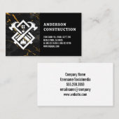 Hammer-House-Logo | Schwarzer Goldmarmor Visitenkarte (Vorne/Hinten)