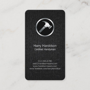 Hammer Icon Black Grunge Handyman Business Card Visitenkarte