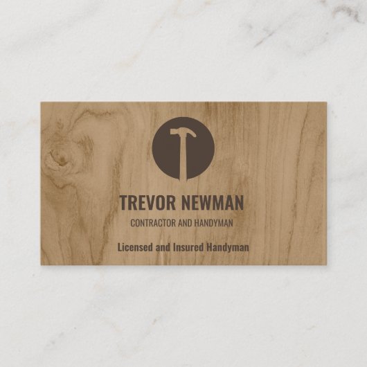 Hammer Logo Construction Handyman Carpenter Visitenkarte (Vorderseite)