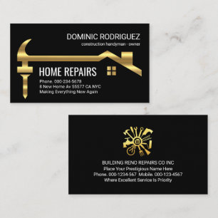Hammer-Nagel-Reparaturservice für Zuhause Visitenkarte