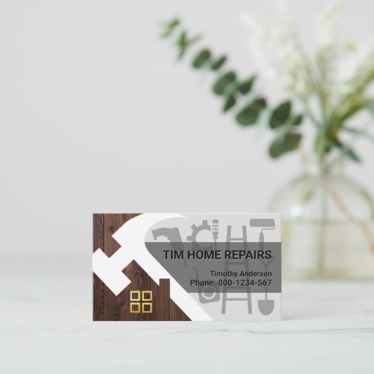 Hammer Rooftop Gebäude Handyman Visitenkarte (Stehend Vorderseite)