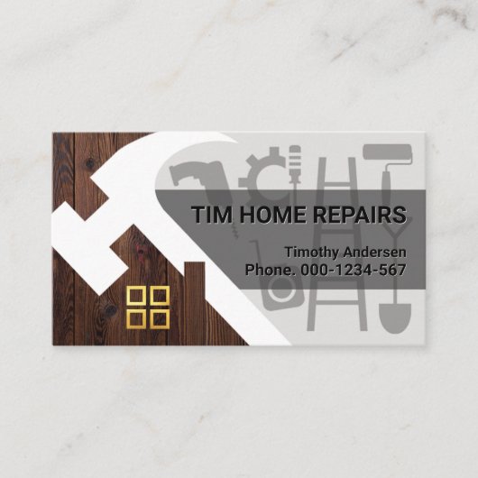 Hammer Rooftop Gebäude Handyman Visitenkarte (Vorderseite)