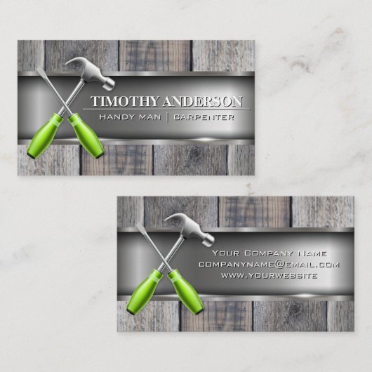 Hammer Screentreiber-Logo | Holz | Metall Visitenkarte (Vorne/Hinten)