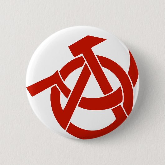 HAMMER-SICHEL-ANARCHIE-LOGO BUTTON (Vorderseite)