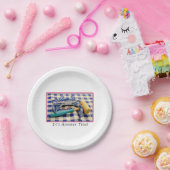 Hammer Time Blue Crab mit Hammer auf Gingham Pappteller (Party)