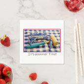 Hammer Time Blue Crab mit Hammer auf Gingham Serviette (Beispiel)