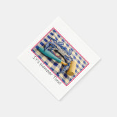 Hammer Time Blue Crab mit Hammer auf Gingham Serviette (Ecke)