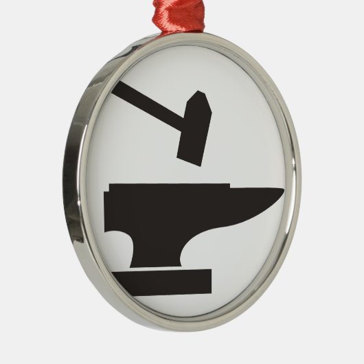 Hammer u. Amboss Silbernes Ornament (Rechts)