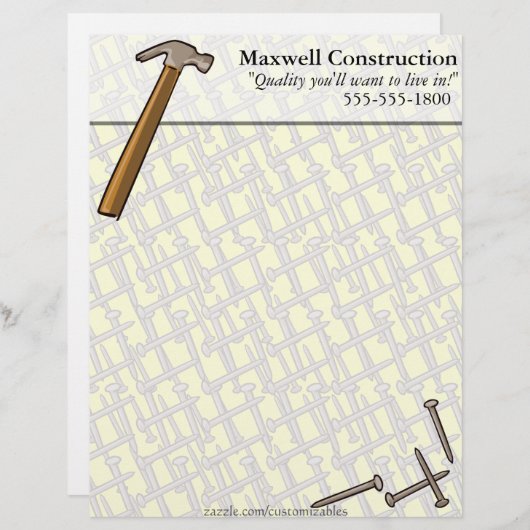 Hammer-u. Nagel-Briefkopf Briefbogen (Vorne/Hinten)