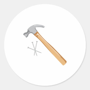 Hammer u. Nägel Runder Aufkleber