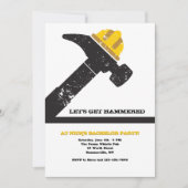 Hammer und Hardhat Bachelor Party Einladung (Vorderseite)