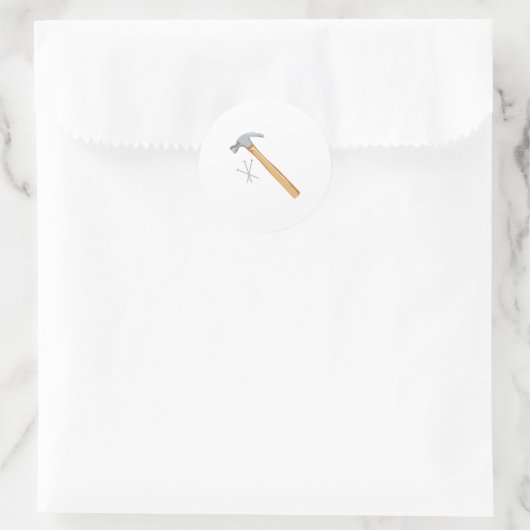 Hammer und Nägel Runder Aufkleber (Tasche)