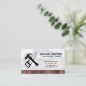 Hammer und Säge | Zuhause und Holz Visitenkarte (Stehend Vorderseite)