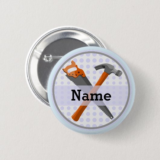 Hammer und Sägedesign für Jungen Button (Vorne & Hinten)