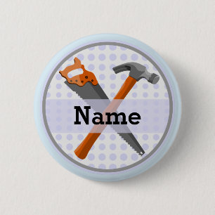 Hammer und Sägedesign für Jungen Button