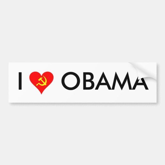 (Hammer und Sichel) i-Liebe Obama [WEISS] Autoaufkleber (Vorne)