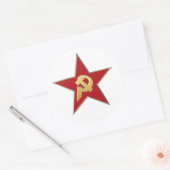 Hammer und Sichel in den roten Stern Runder Aufkleber (Umschlag)