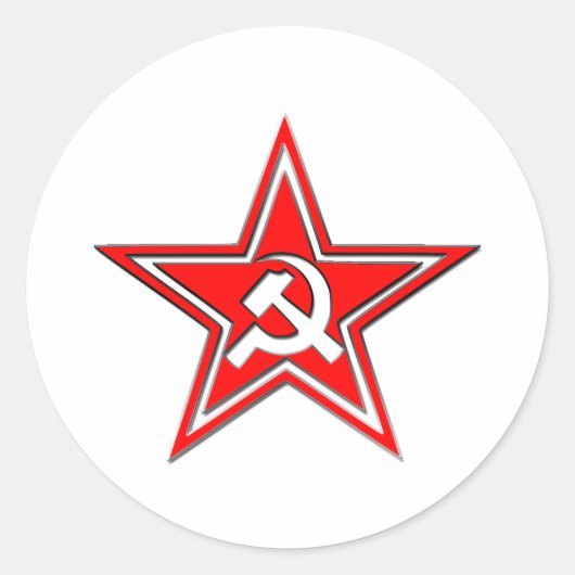 Hammer und Sichel mit Star Runder Aufkleber (Vorderseite)