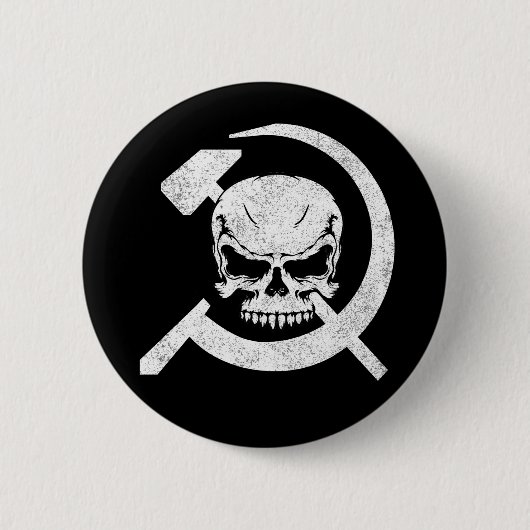 Hammer und Sichel mit Totenkopf Button (Vorderseite)