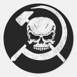 Hammer und Sichel mit Totenkopf Runder Aufkleber