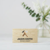 Hammer und Wrench | Bau | Holzmuster Visitenkarte (Stehend Vorderseite)