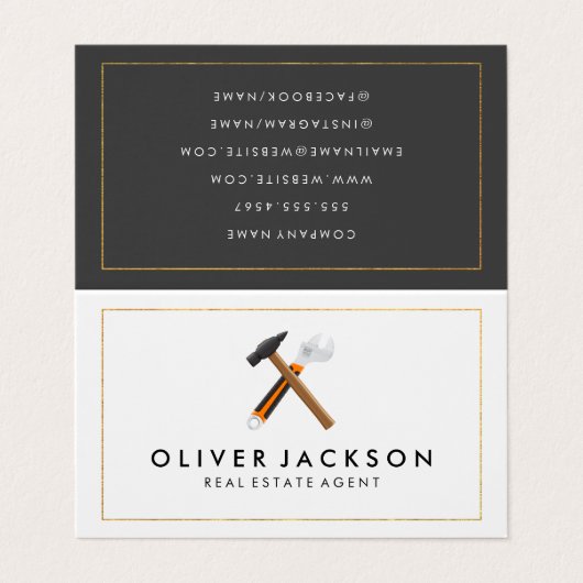 Hammer und Wrench | Bau Visitenkarten (Außenseite Aufgefaltet)