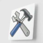 Hammer und Wrench Quadratische Wanduhr (Winkel)