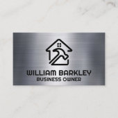 Hammer und Zuhause-Logo | Metallisch Visitenkarte (Vorderseite)