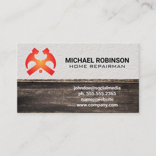 Hämmer und Zuhause | Wandholz Visitenkarte (Vorderseite)