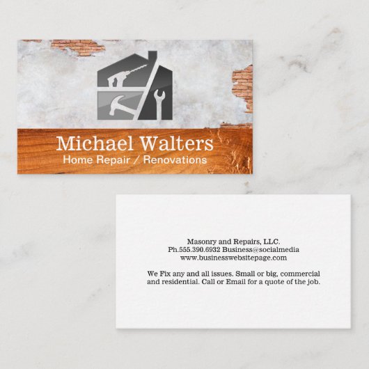Hammer Wrench Drill | Zuhause-Reprateur Visitenkarte (Vorne/Hinten)