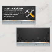 Hammer Wrench Logo | Kohlenstofffaser | Metallisch Visitenkarte (Vorne/Hinten)