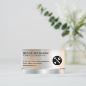 Hammer Wrench Logo | Metallischer Hintergrund Visitenkarte (Stehend Vorderseite)