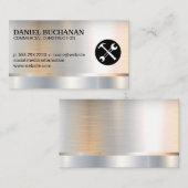 Hammer Wrench Logo | Metallischer Hintergrund Visitenkarte (Vorne/Hinten)
