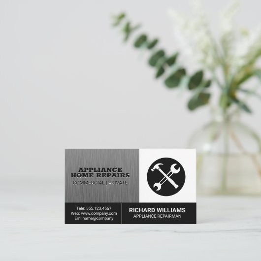 Hammer Wrench Logo | Reparatur Visitenkarte (Stehend Vorderseite)