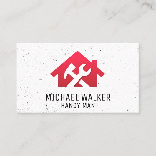 Hammer Wrench Red House | Tischlerbefestigung Visitenkarte (Vorderseite)