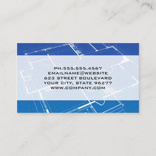 Hammer Zuhause Builder Logo | Blueprints Visitenkarte (Rückseite)