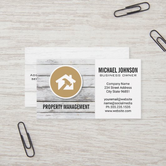 Hammer-Zuhause-Logo | Holzpanels Visitenkarte (Vorderseite/Rückseite Beispiel)