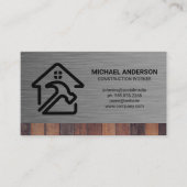 Hammer-Zuhause-Logo | Metallisches Holz Visitenkarte (Vorderseite)