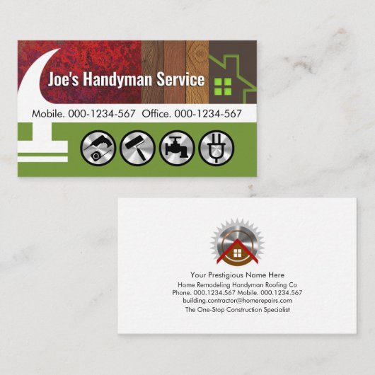 Hammer Zuhause Wood Layers Builder Visitenkarte (Vorne/Hinten)