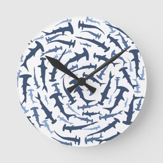 Hammerhai Runde Wanduhr (Vorderseite)