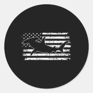 Hammerhai Us-Flag Unabhängigkeitstag Runder Aufkleber