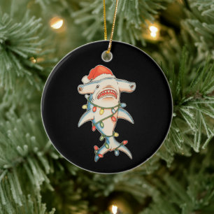 Hammerhaie Weihnachten Santa Hut Xmas Ferien Keramik Ornament