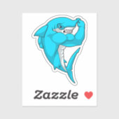 Hammerhead-Hai als Bodybuilder in der Bodybuilding Aufkleber (Blatt)