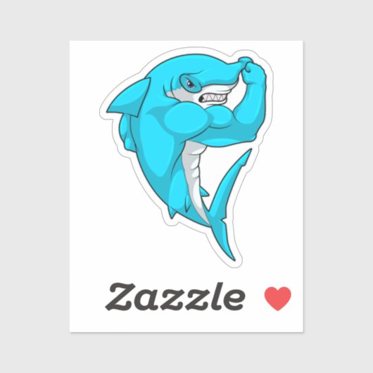 Hammerhead-Hai als Bodybuilder in der Bodybuilding Aufkleber (Blatt)