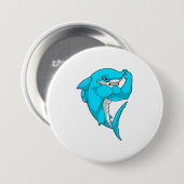 Hammerhead-Hai als Bodybuilder in der Bodybuilding Button (Vorne & Hinten)