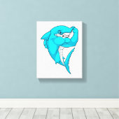 Hammerhead-Hai als Bodybuilder in der Bodybuilding Leinwanddruck (Insitu (Holzboden))