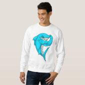 Hammerhead-Hai als Bodybuilder in der Bodybuilding Sweatshirt (Vorne ganz)