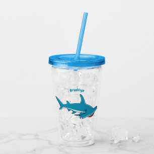 Hammerhead-Hai-Cartoon Acryltrinkbecher